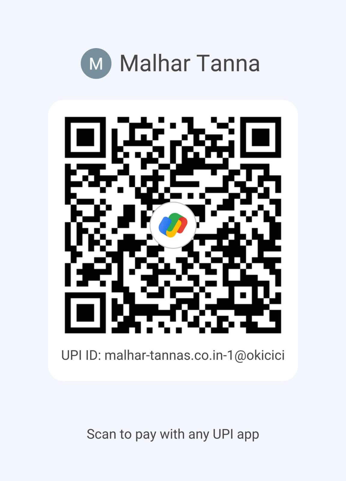 Payment QR code for Malhar Tanna